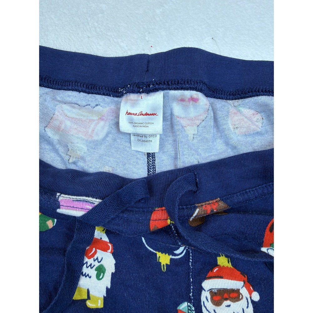 Hanna Andersson Womens L Christmas Ornaments Organic Cotton Pajama Set Navy - Picture 5 of 8